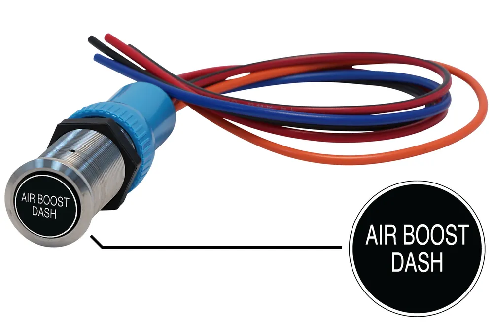 Bluewater 22mm Switch and 12 Inch Harness with Air Boost Dash Laser Logo, Momentary On / Off Function Mega Sale