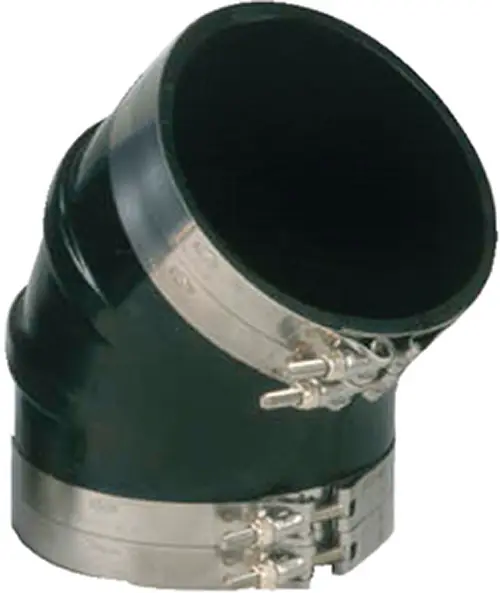 Black Rubber 45 Degree Elbow w/T-Bolt Clamps, 6" Place Order