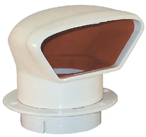 Marinco Snap-In Deluxe Low Profile PVC Cowl Vent, White With Bright Red Interior (Includes White Snap-In Deck Plate and Cover) Authentic