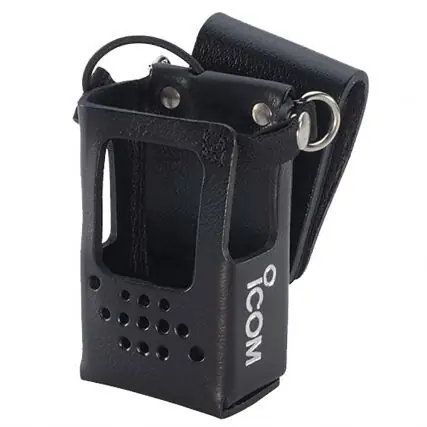 Genuine Icom LCF1052S Leather case with swivel belt loop and D-ring for the F52D
