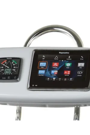 Affordable NavPod SystemPod Pre-Cut for Raymarine eS95/eS97/eS98 & AXIOM PRO 9 on the right *AND* 1 additional instrument (3.6" hole) on the left for 9.5" wide guard