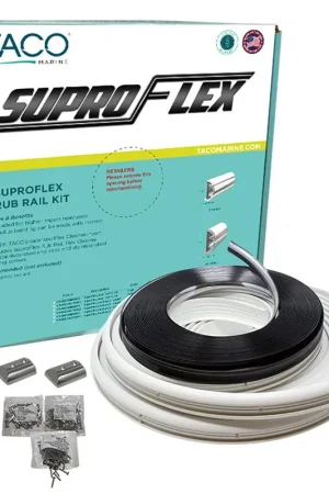 TACO SuproFlex Rub Rail Kit - White with Flex Chrome Insert - 2"H x 1.2"W x 60'L Best Price