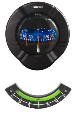 Ritchie SR-2 Venture Sail Boat Compass w/Clinometer - Bulkhead Mount - Black Premium