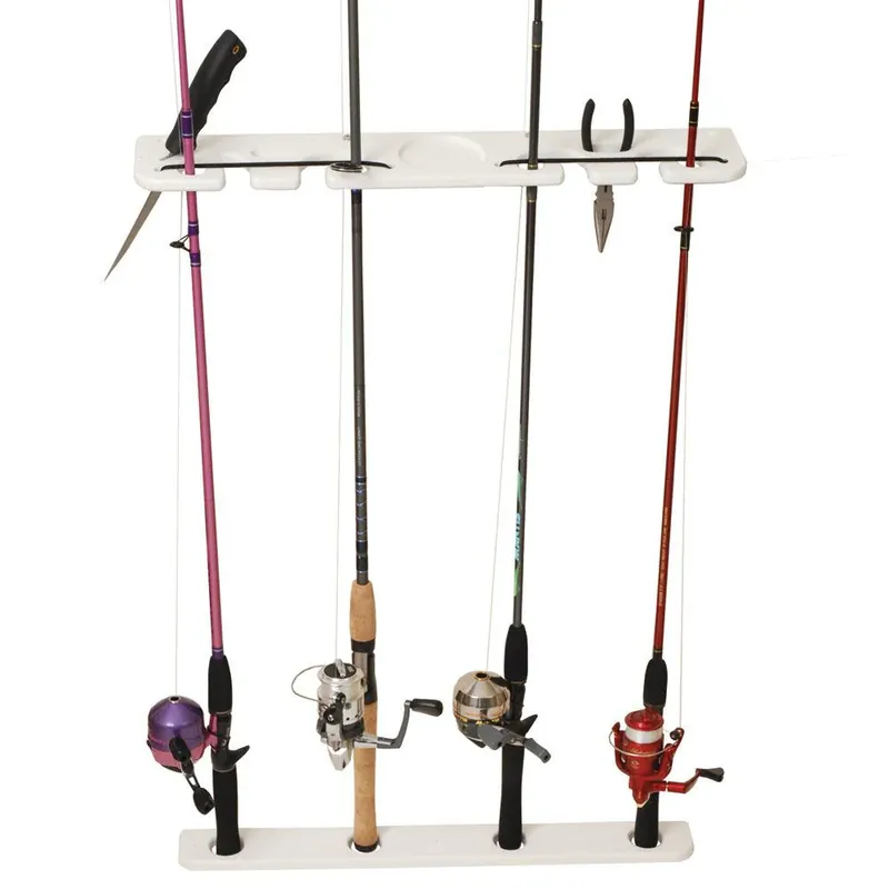 TACO Deluxe 4-Rod Pontoon Boat Tackle Rack - White Final Sale